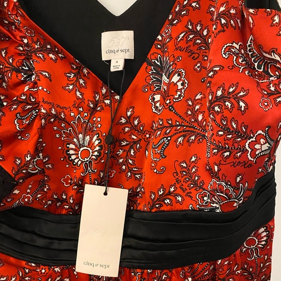 NWT Cinq à Sept Silk Petra Midi Slip Dress in Vermillion - Picture 8 of 11
